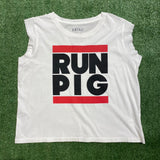 RUN PIG ::: Women's White Muscle Tee or