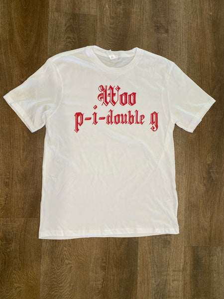 Woo p-i-double g ::: White Tee (Unisex)