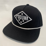 Podunk Snapback Black w/ White Rope